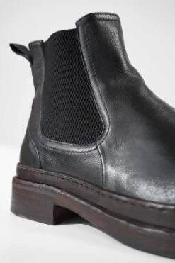 LAMBETH Jet-black Welted Chelsea Boots. -Untamedstreet Shop LAMBETH jet black welted chelsea leather boots W2406151