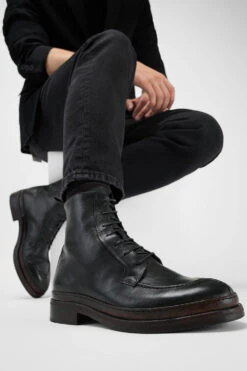 LAMBETH Jet-black Welted Lace Up Boots. -Untamedstreet Shop LAMBETH jet black welted lace up leather boots 243708