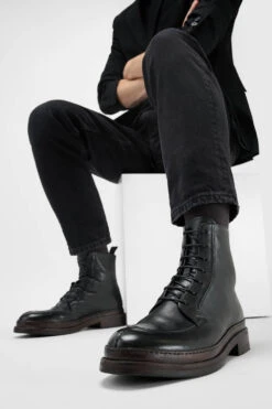 LAMBETH Jet-black Welted Lace Up Boots. -Untamedstreet Shop LAMBETH jet black welted lace up leather boots 243711