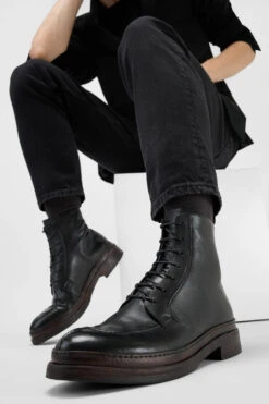 LAMBETH Jet-black Welted Lace Up Boots. -Untamedstreet Shop LAMBETH jet black welted lace up leather boots 243718