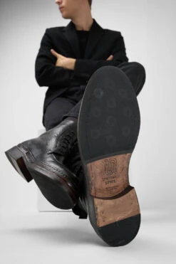 LAMBETH Jet-black Welted Lace Up Boots. -Untamedstreet Shop LAMBETH jet black welted lace up leather boots 243730