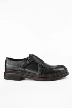 LAMBETH Jet-black Welted Monk Shoes.