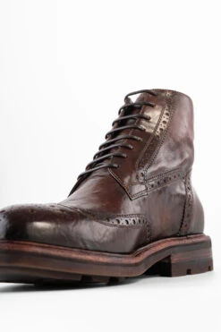 LENNOX Dark-cocoa Brogue Ankle Boots. -Untamedstreet Shop LENNOX men brogue lace up boots brown luxury calf leather made in italyCapture0143 3
