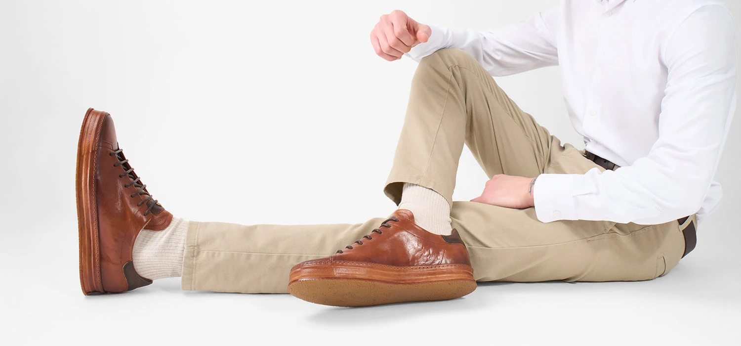 HAYES Cognac Distressed Welted Sneakers. 17 HAYES Cognac Distressed Welted Sneakers. - Image 17