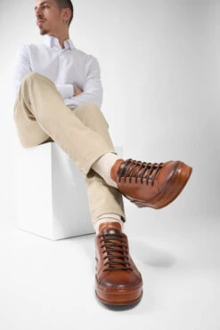 HAYES Cognac Distressed Welted Sneakers. 30 HAYES Cognac Distressed Welted Sneakers. -Untamedstreet Shop LF SS25 01033