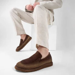 BYRON Rye-brown Suede & Canvas Lightweight Loafers. -Untamedstreet Shop LF SS25 02232 SQ