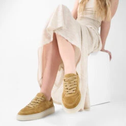 MAEVE Cool-mustard Suede Sneakers. -Untamedstreet Shop LF SS25 03275 SQ