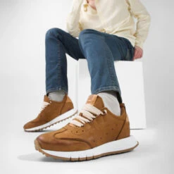 PEARCE Rust-brown Nubuck Wingtip Runners. -Untamedstreet Shop LF SS25 03646 SQ