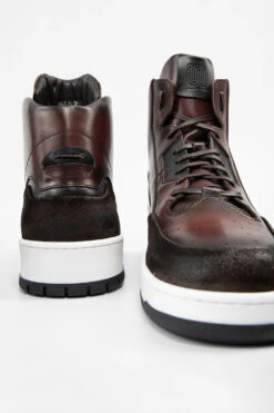 MADDOX Chestnut Patina High Sneakers. -Untamedstreet Shop MADDOX men sneakers high trainers chestnut brown luxury leather distressed made in italyCapture0211