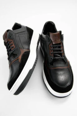 MADDOX Urban-black Patina Sneakers. -Untamedstreet Shop MADDOX men sneakers trainers black chesnut luxury leather distressed made in italyMID TILTED 0116 3 1