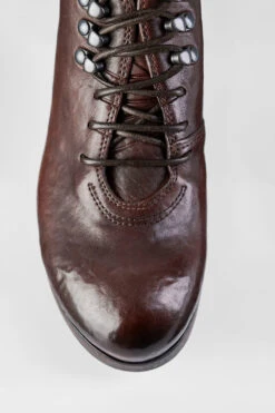 MADISON Chocolate-brown Lace Up Hiking Shoes. 21 MADISON Chocolate-brown Lace Up Hiking Shoes. -Untamedstreet Shop MADISON women shoes mid heel derby luxury sheepskin leather distressed made in italy8619