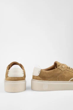 MAEVE Cool-mustard Suede Wingtip Sneakers. -Untamedstreet Shop MAEVE ochre yellow suede wingtip sneaker BACK 08462