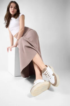 MAEVE Taupe-white Suede Sneakers. -Untamedstreet Shop MAEVE taupe white suede sneaker LF SS25 01607