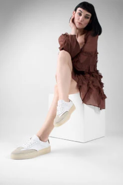 MAEVE Milky-white Suede Wingtip Sneakers. 19 MAEVE Milky-white Suede Wingtip Sneakers. -Untamedstreet Shop MAEVE white brown milky white wingtip sneaker LF SS25 02596