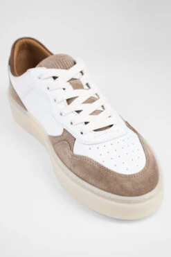 MAEVE Taupe-white Suede Sneakers. -Untamedstreet Shop MAEVE white brown suede taupe sneaker MACRO W 00499