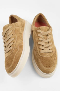 MAEVE Cool-mustard Suede Sneakers. -Untamedstreet Shop MAEVEochre yellowsuedesneakerMID SNK 08405