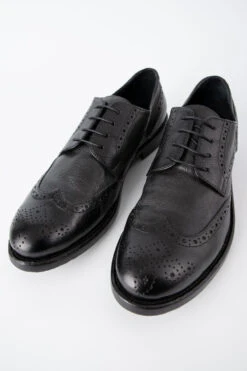 SLOANE Black-ash Brogue Derby Shoes. 15 SLOANE Black-ash Brogue Derby Shoes. -Untamedstreet Shop MEN SLOANE shoes black front 122 995ae1a3 3361 4c9a 8f3a c0dfae1c0b16