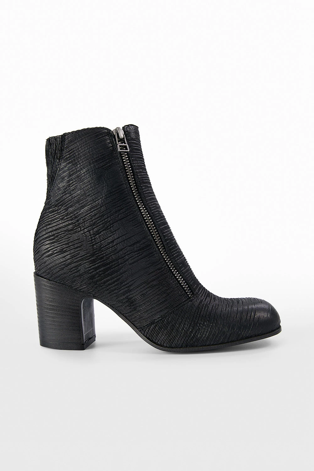 MOORE Black Carved-leather Zipped Ankle Boots. 1 MOORE Black Carved-leather Zipped Ankle Boots.