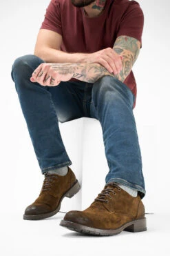 BURTON Rust-brown Suede Derby Shoes. -Untamedstreet Shop Men wearing BURTON rust brown suede derby shoes 24397