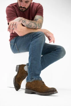 BURTON Rust-brown Suede Derby Shoes. -Untamedstreet Shop Men wearing BURTON rust brown suede derby shoes 24411