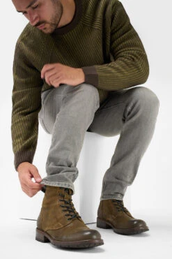 BURTON Tundra-brown Suede Ankle Boots. -Untamedstreet Shop Men wearing BURTON tundra brown suede ankle lace up boots 24550
