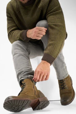 BURTON Tundra-brown Suede Ankle Boots. -Untamedstreet Shop Men wearing BURTON tundra brown suede ankle lace up boots 24584