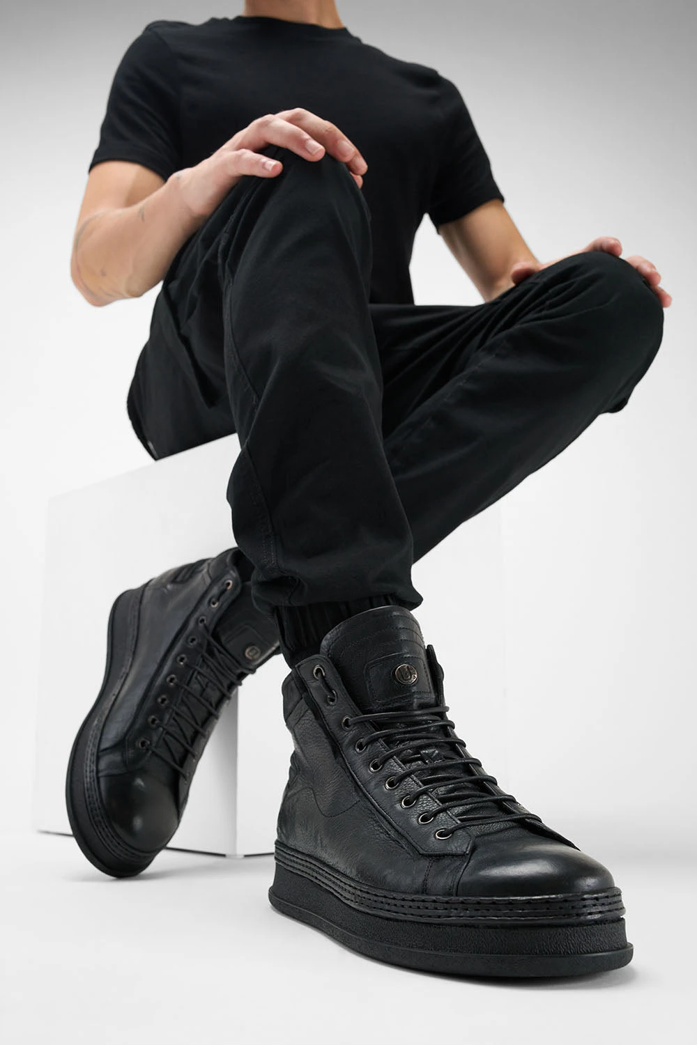 COLE Rugged-black Welted Distressed High Sneakers. 12 COLE Rugged-black Welted Distressed High Sneakers. - Image 12