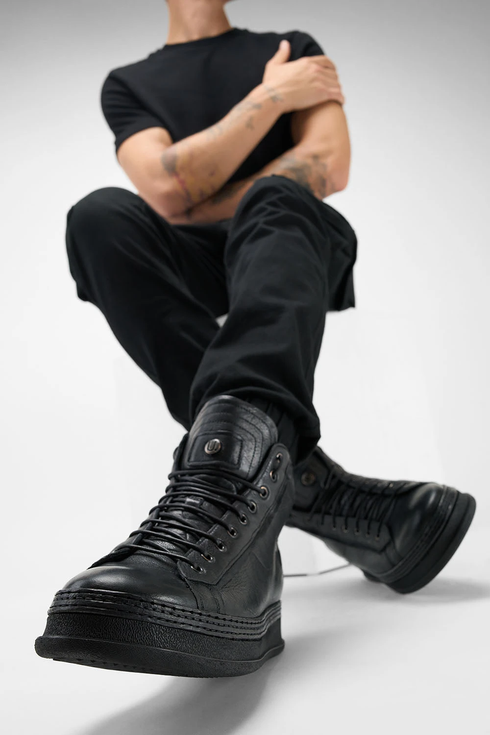 COLE Rugged-black Welted Distressed High Sneakers. 17 COLE Rugged-black Welted Distressed High Sneakers. - Image 17