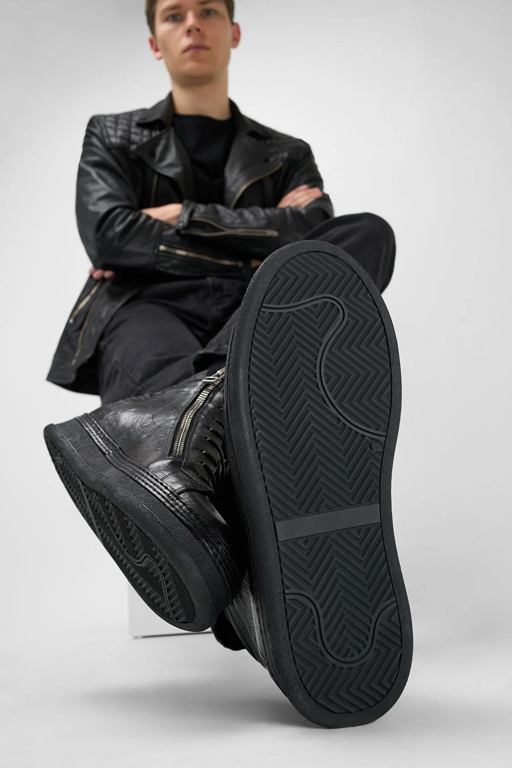 COLE Rugged-black Welted Double-zip High Sneakers. 3 COLE Rugged-black Welted Double-zip High Sneakers. - Image 3