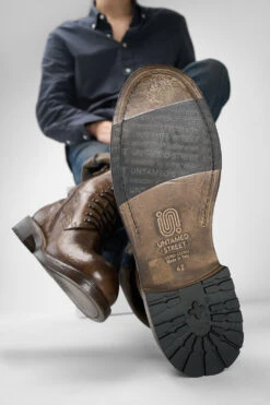 CURZON Husk-brown Military Boots. 16 CURZON Husk-brown Military Boots. -Untamedstreet Shop Men wearing CURZON husk brown military leather boots 244846