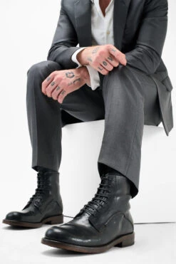 EYTON Imperial-black Military Boots. -Untamedstreet Shop Men wearing EYTON imperial black military leather boots 24366