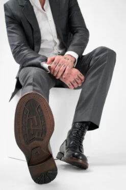 EYTON Imperial-black Military Boots. -Untamedstreet Shop Men wearing EYTON imperial black military leather boots 24372