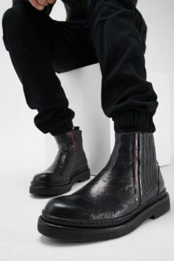 HOVE Jet-black Welted Chelsea Boots. -Untamedstreet Shop Men wearing HOVE jet black welted chelsea leather boots 244960