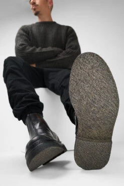 HOVE Jet-black Welted Chelsea Boots. -Untamedstreet Shop Men wearing HOVE jet black welted chelsea leather boots 244985