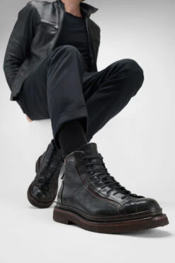 HOVE Jet-black Welted Lace Up Boots. -Untamedstreet Shop Men wearing HOVE jet black welted lace up boots 245139