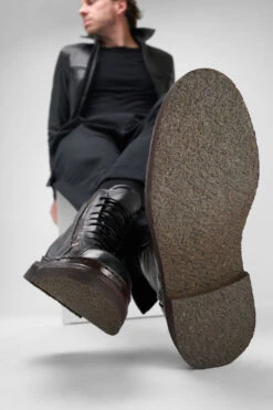 HOVE Jet-black Welted Lace Up Boots. -Untamedstreet Shop Men wearing HOVE jet black welted lace up boots 245142