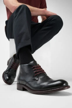 KNIGHTON Jade-black Chukka Boots. 21 KNIGHTON Jade-black Chukka Boots. -Untamedstreet Shop Men wearing KNIGHTON jade black chukka leather boots 244870