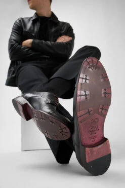 KNIGHTON Jade-black Derby Shoes. -Untamedstreet Shop Men wearing KNIGHTON jade black derby leather shoes 242598