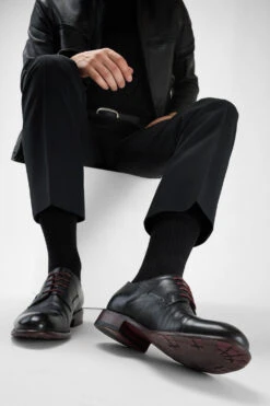 KNIGHTON Jade-black Derby Shoes. -Untamedstreet Shop Men wearing KNIGHTON jade black derby leather shoes 242603