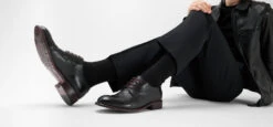 KNIGHTON Jade-black Derby Shoes. -Untamedstreet Shop Men wearing KNIGHTON jade black derby leather shoes 242608