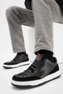 MADDOX Urban-black Patina Sneakers. -Untamedstreet Shop Men wearing MADDOX urban black patina leather sneakers 243962