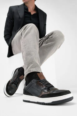 MADDOX Urban-black Patina Sneakers. -Untamedstreet Shop Men wearing MADDOX urban black patina leather sneakers 243967