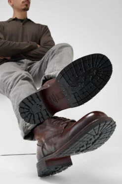 ROWLEY Raw-chestnut Folded Chukka Boots. -Untamedstreet Shop Men wearing ROWLEY chestnut brown leather folded chukka boots 242239