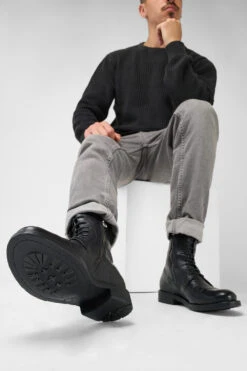 SLOANE Urban-black Commando Boots. -Untamedstreet Shop Men wearing SLOANE urban black commando leather boots 242065