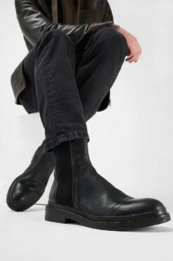 YALE Matte-black Welted Chelsea Boots. 19 YALE Matte-black Welted Chelsea Boots. -Untamedstreet Shop Men wearing YALE matte black welted chelsea leather boots 243644