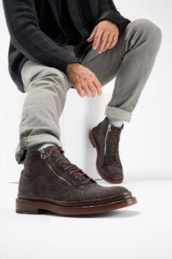 YORK Lava-grey Suede Welted Chukka Boots. -Untamedstreet Shop Men wearing YORK lava grey suede welted chukka boots 24967