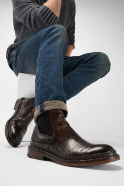 YORK Rich-cocoa Welted Chelsea Boots. -Untamedstreet Shop Men wearing YORK rich cocoa welted chelsea leather boots 244600