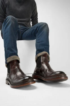 YORK Rich-cocoa Welted Chelsea Boots. -Untamedstreet Shop Men wearing YORK rich cocoa welted chelsea leather boots 244604