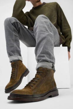 YORK Tundra-brown Suede Welted Chukka Boots. -Untamedstreet Shop Men wearing YORK tundra brown suede welted leather chukka boots 243802