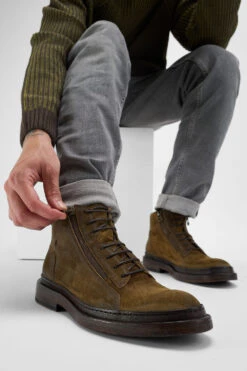 YORK Tundra-brown Suede Welted Chukka Boots. -Untamedstreet Shop Men wearing YORK tundra brown suede welted leather chukka boots 243818